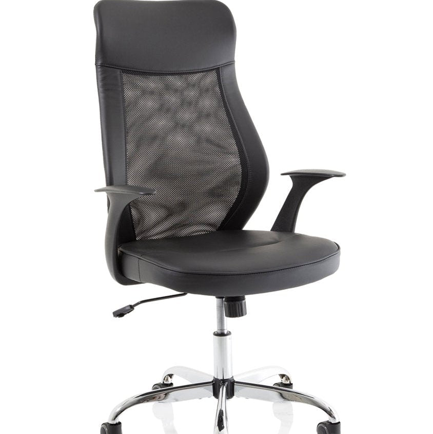  Office Chair Baye High Mesh Back Task Operator Black Leatherwith Arms  Colour Black Leather 