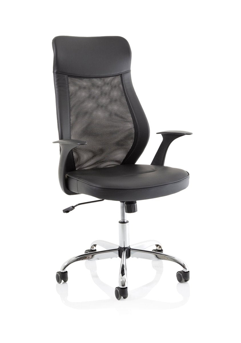  Office Chair Baye High Mesh Back Task Operator Black Leatherwith Arms  Colour Black Leather 