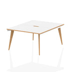 Office Desk for Home or Office  B2B Desk White/Natural Wood 120 Wide 2 Person