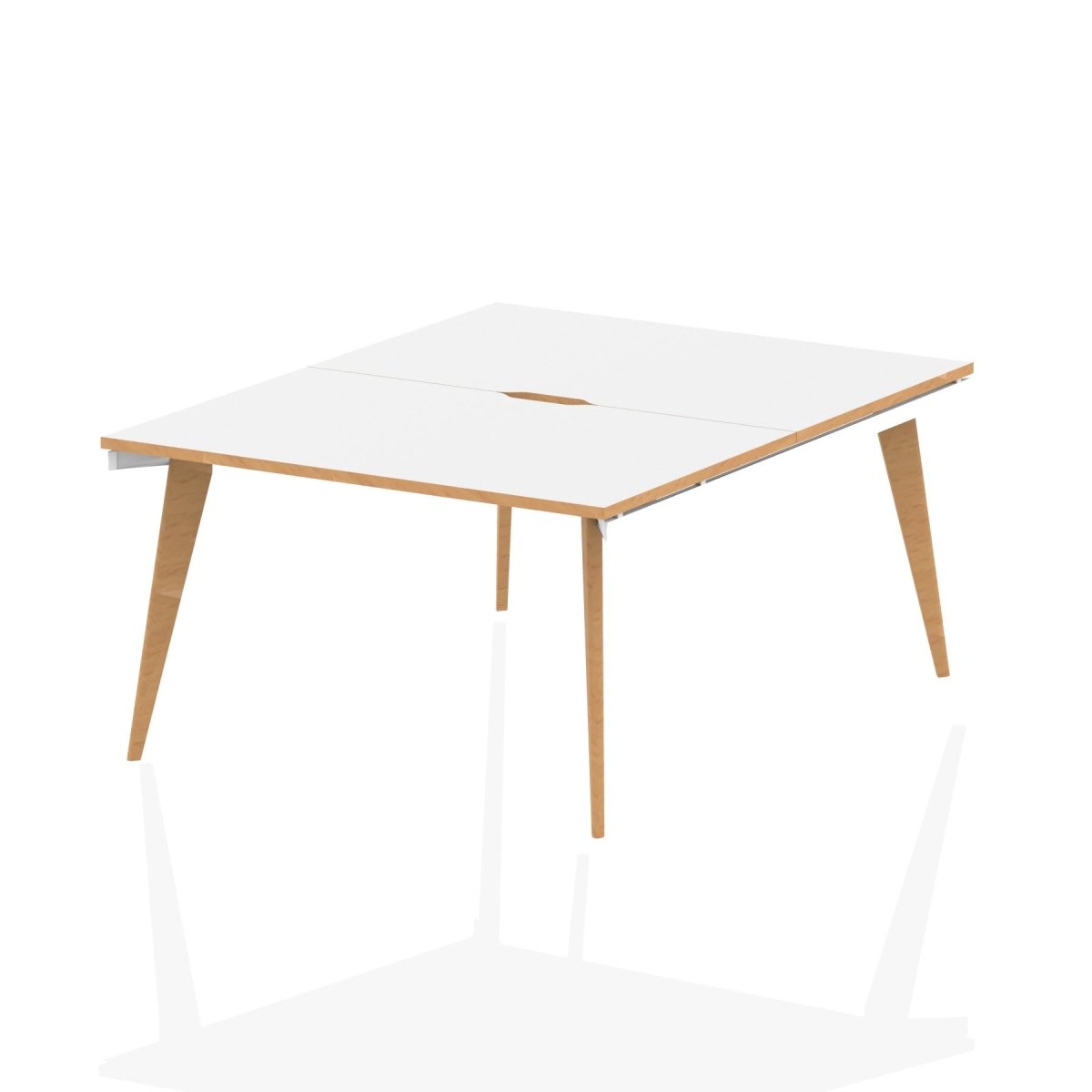Office Desk for Home or Office  B2B Desk White/Natural Wood 120 Wide 2 Person