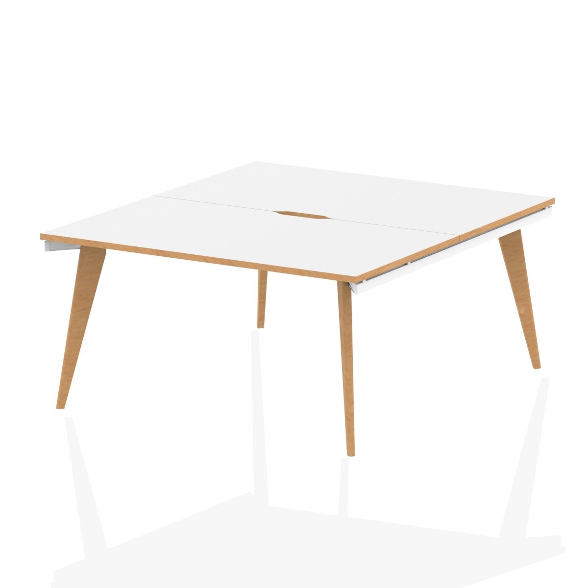 Office furniture oslo-b2b-desk Dynamic  White/Natural Wood 140 Wide 2 Person