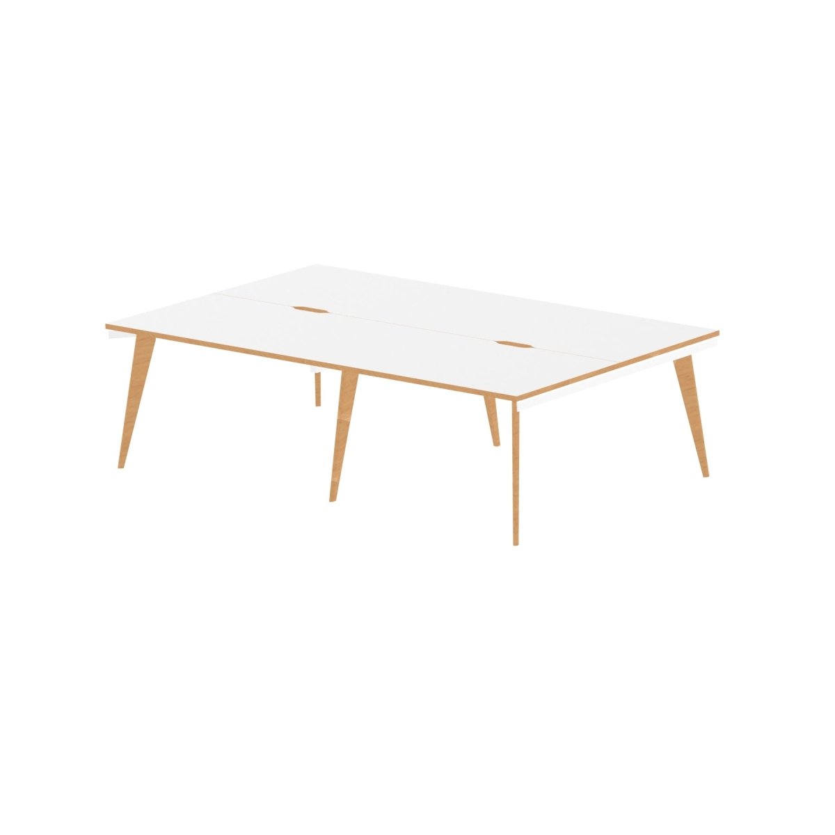 Office furniture oslo-b2b-desk Dynamic  White/Natural Wood 120 Wide 4 Person