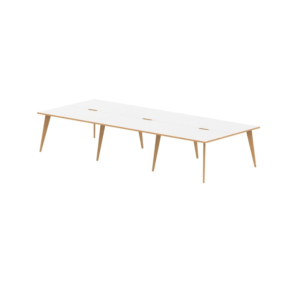 Office furniture oslo-b2b-desk Dynamic  White/Natural Wood 120 Wide 6 Person