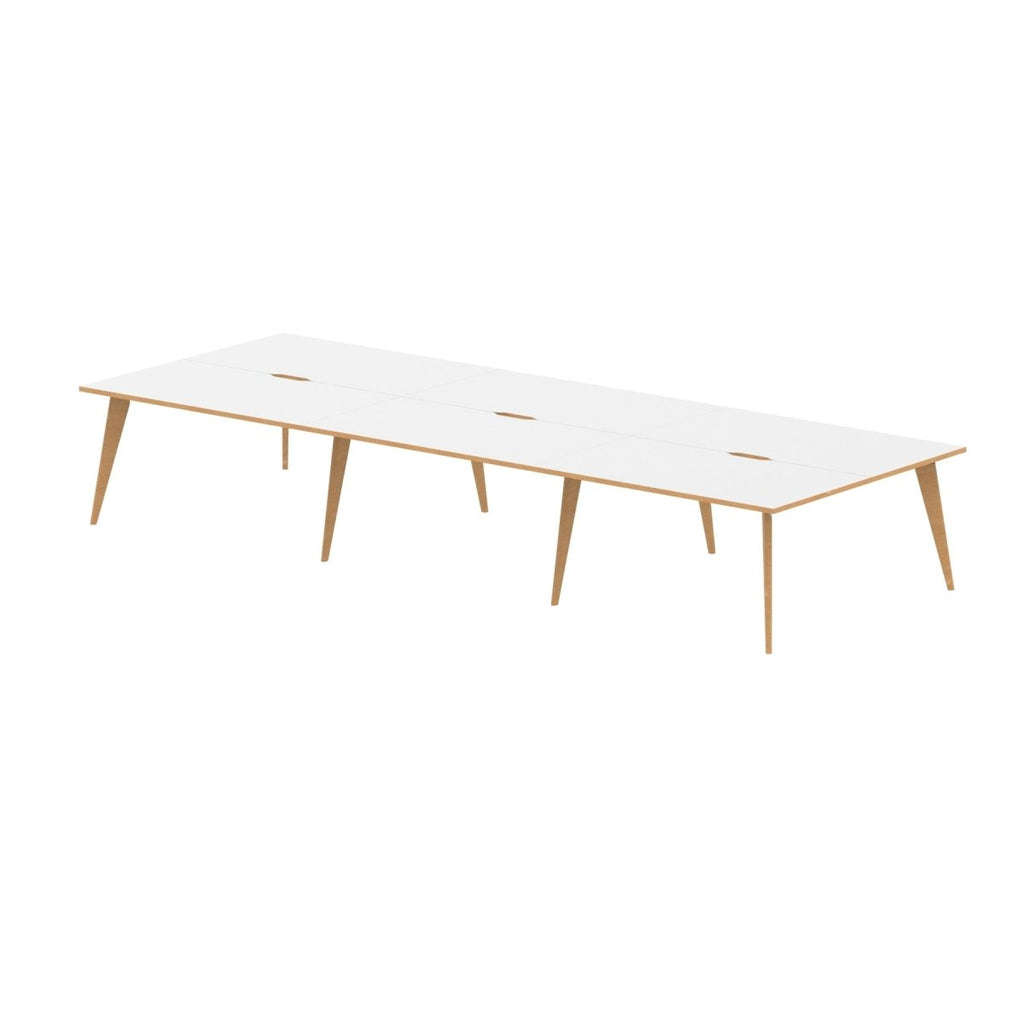 Office furniture oslo-b2b-desk Dynamic  White/Natural Wood 140 Wide 6 Person