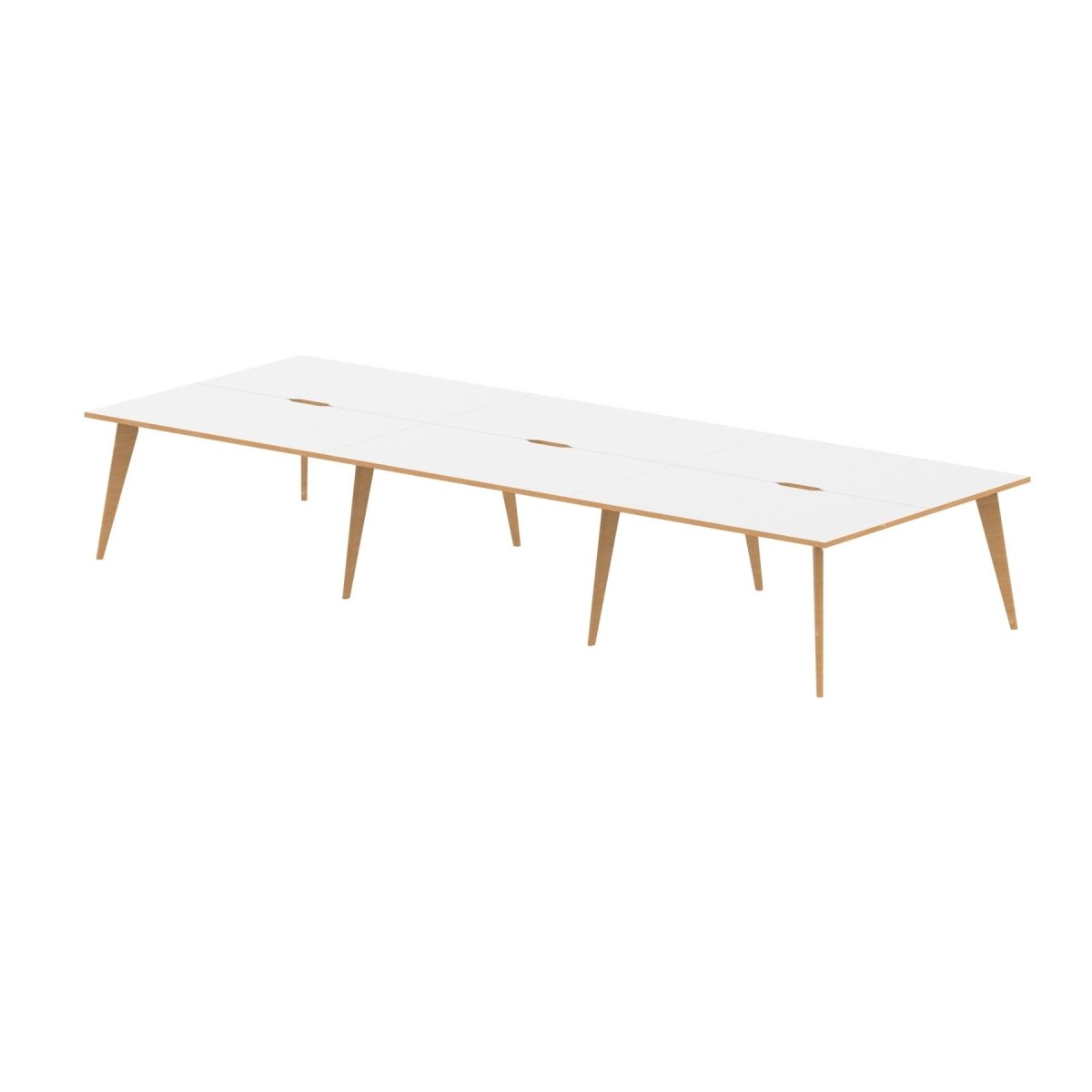 Office furniture oslo-b2b-desk Dynamic  White/Natural Wood 140 Wide 6 Person