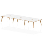 Office Desk for Home or Office  Single Row Desk White/Natural Wood 120 Wide 2 Person