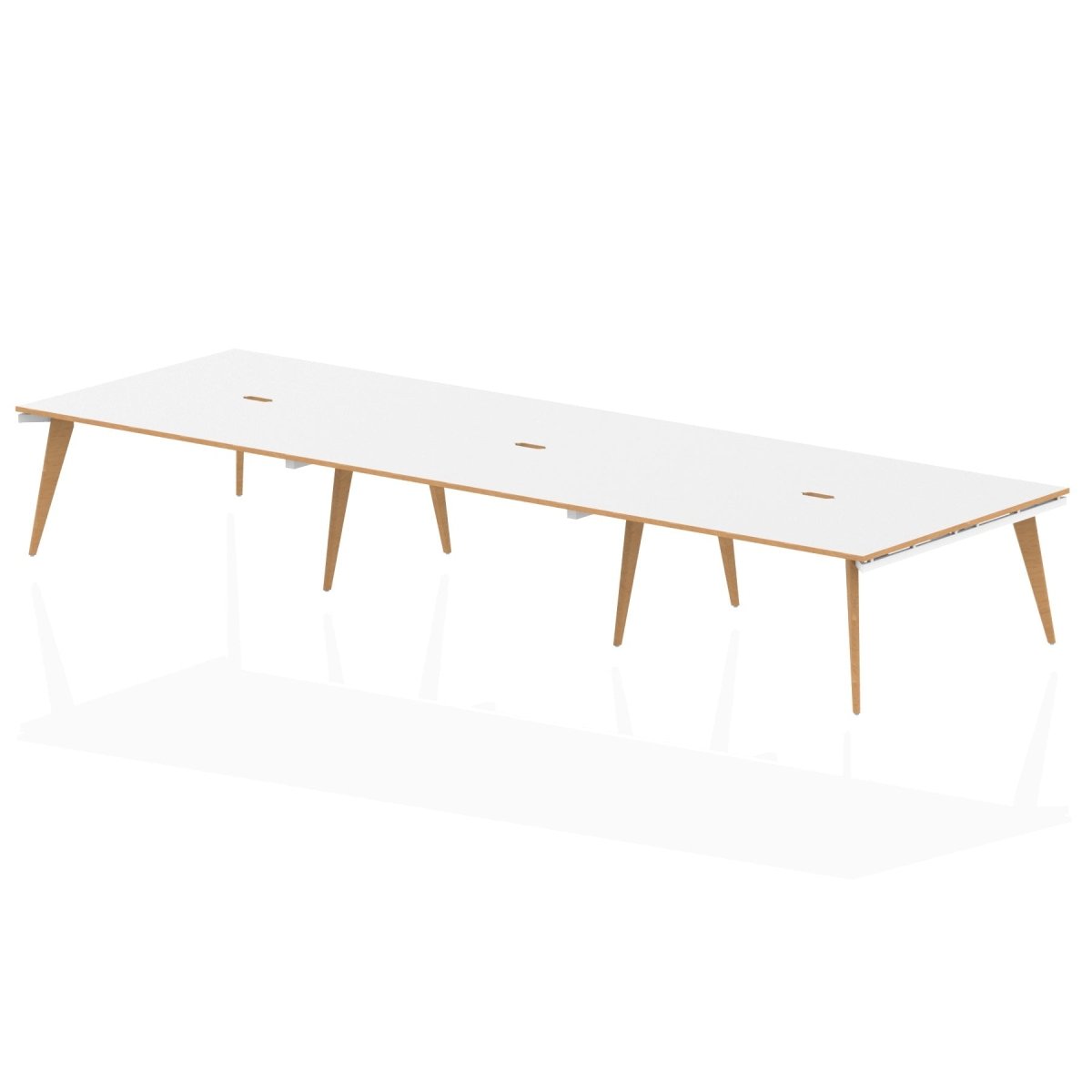 Office Desk for Home or Office  Single Row Desk White/Natural Wood 120 Wide 2 Person