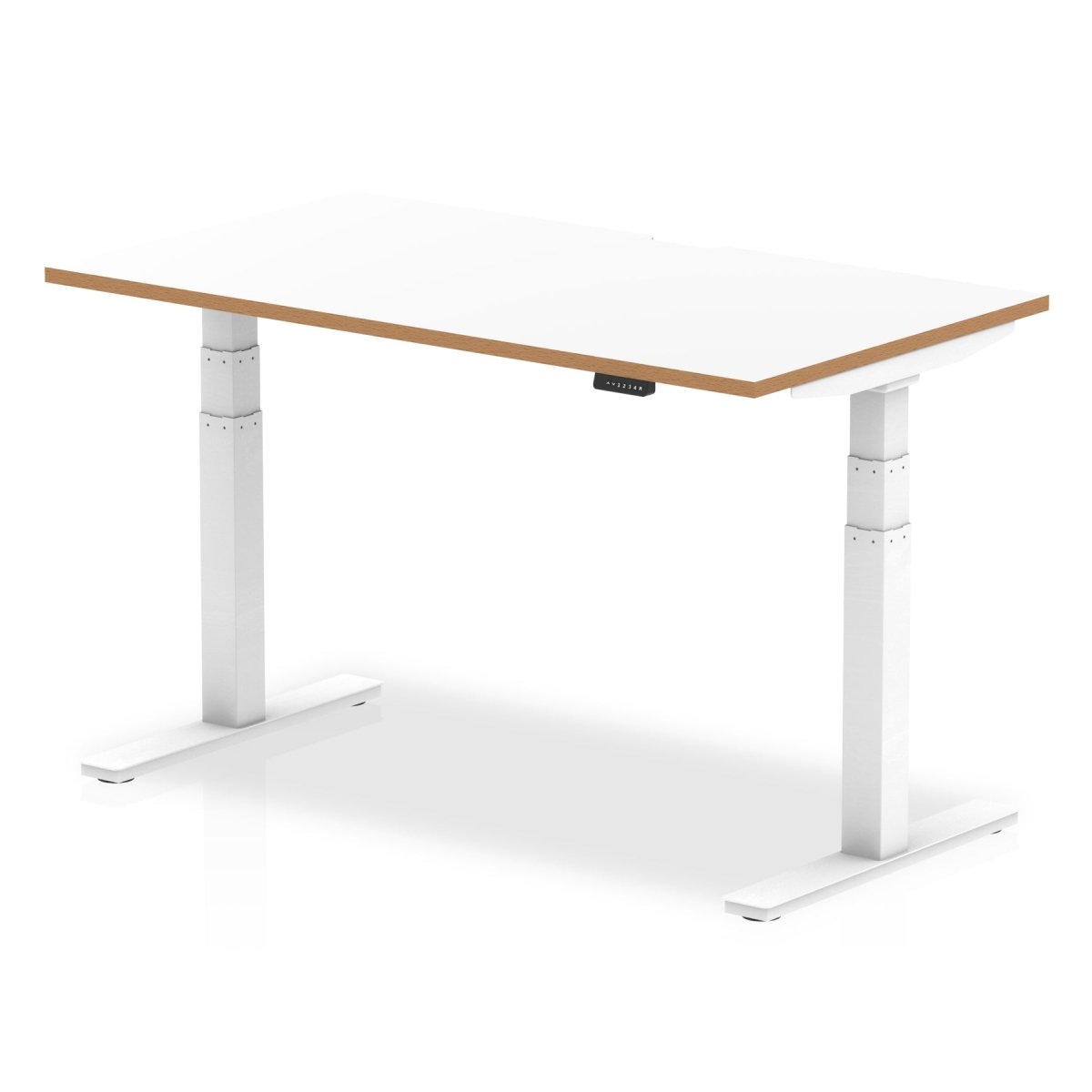 Office furniture oslo-height-adjustable-desk-white-top-natural-wood-edge-white-frame Dynamic   Colour 140 