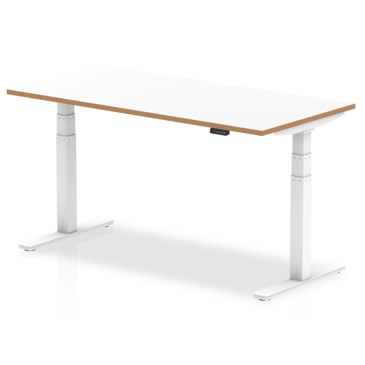 Office furniture oslo-height-adjustable-desk-white-top-natural-wood-edge-white-frame Dynamic   Colour 160 