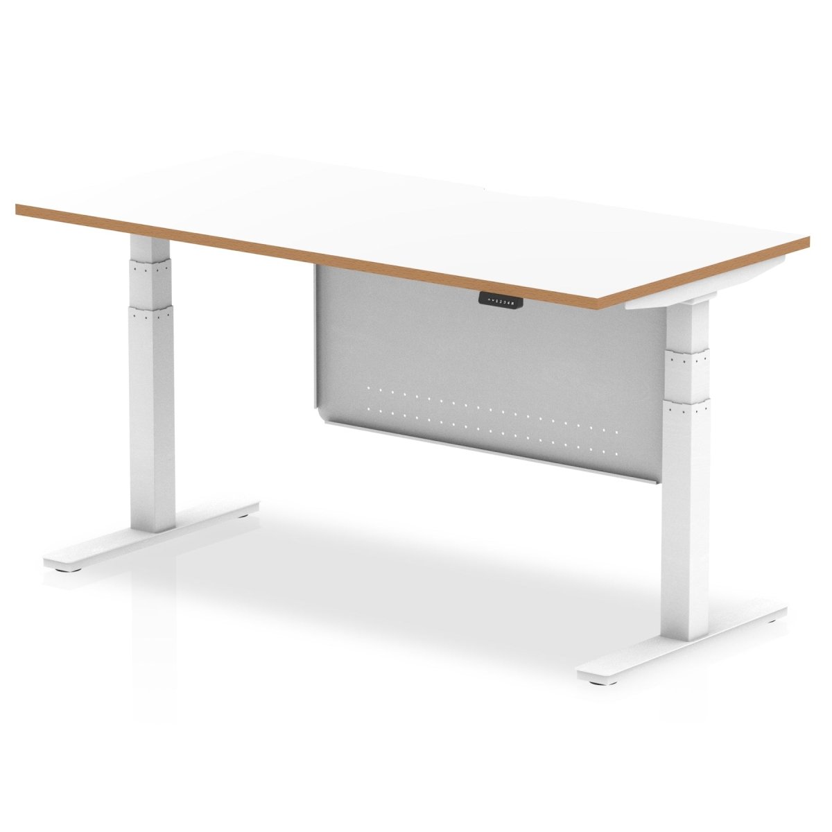 oslo-height-adjustable-desk-white-top-natural-wood-edge-white-frame-with-white-steel-modesty-panel Dynamic   Colour 160 