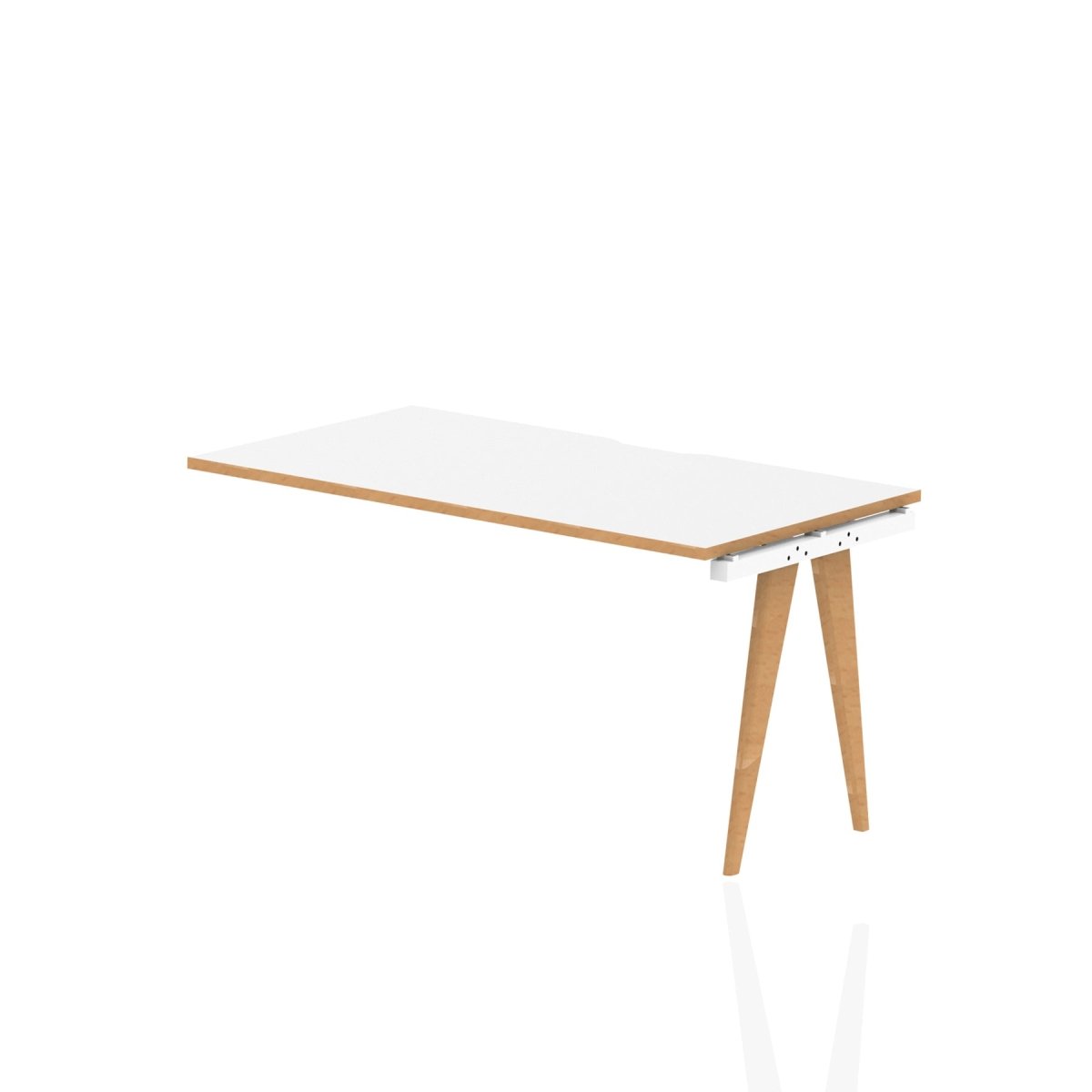 Office Desk for Home or Office  Single Row Extension Kit White/Natural Wood 120 Wide 