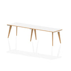 Office furniture oslo-single-row-desk Dynamic  White/Natural Wood 140 Wide 2 Person