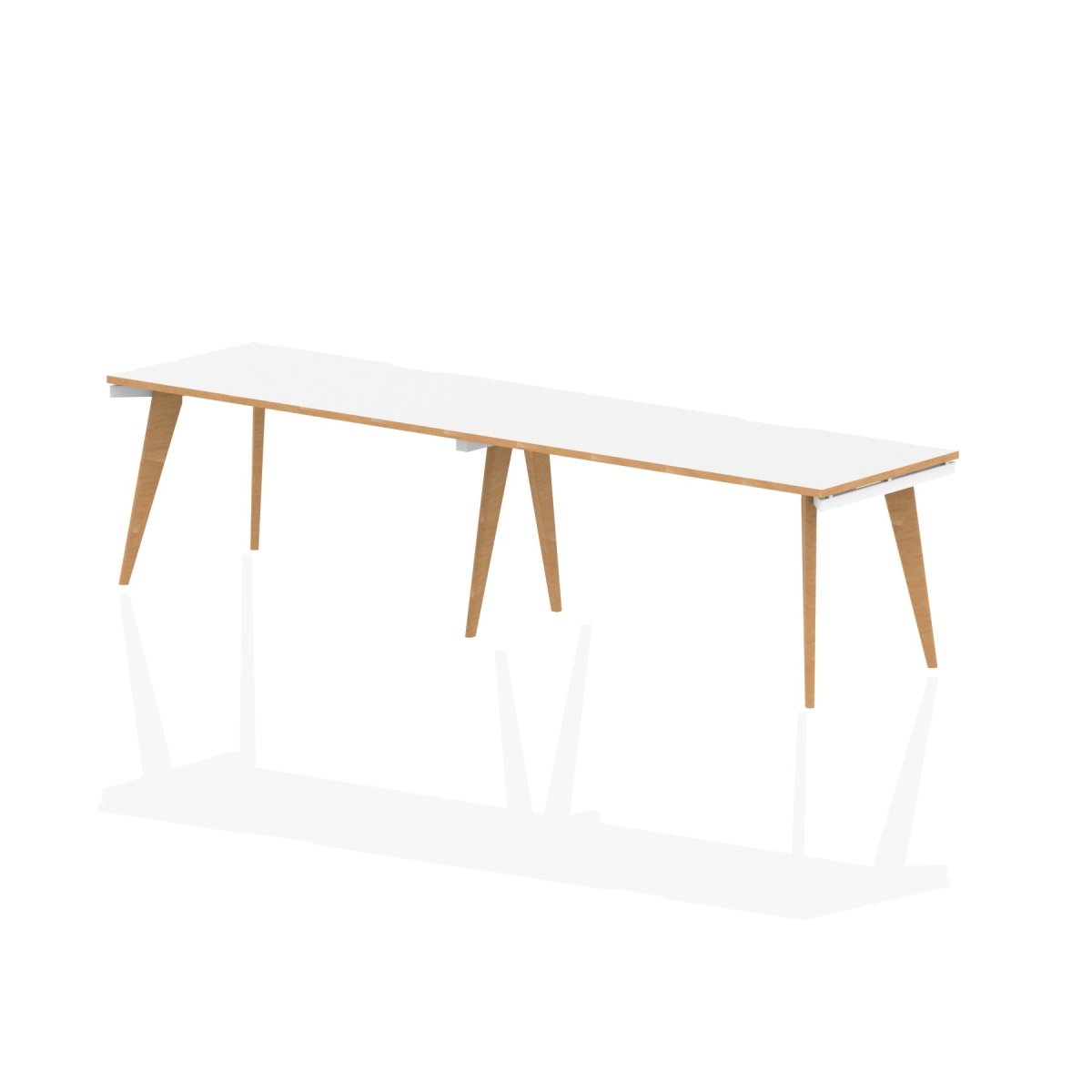 Office furniture oslo-single-row-desk Dynamic  White/Natural Wood 140 Wide 2 Person