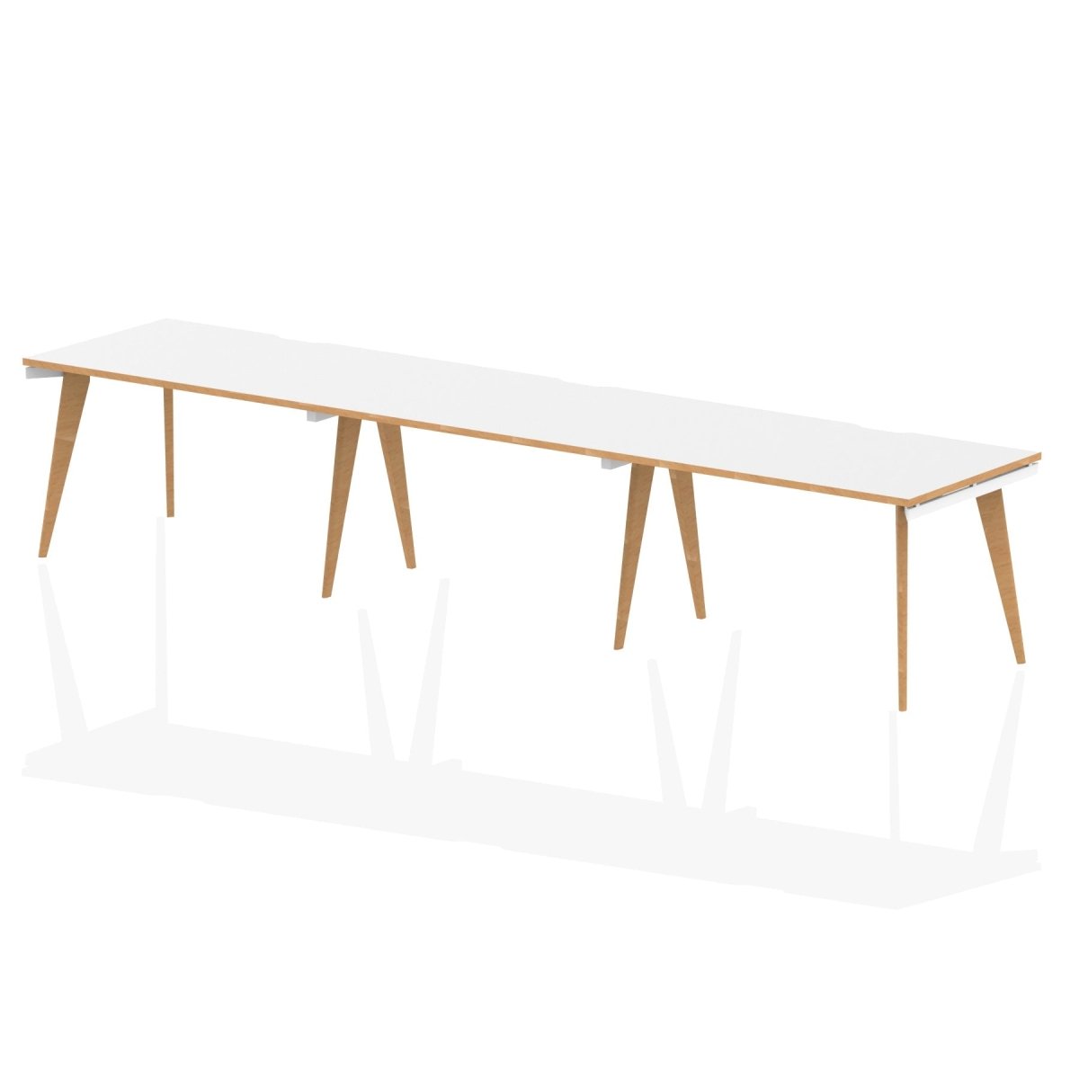 Office furniture oslo-single-row-desk Dynamic  White/Natural Wood 120 Wide 3 Person