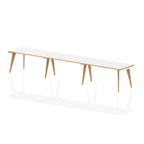 Office furniture oslo-single-row-desk Dynamic  White/Natural Wood 140 Wide 3 Person