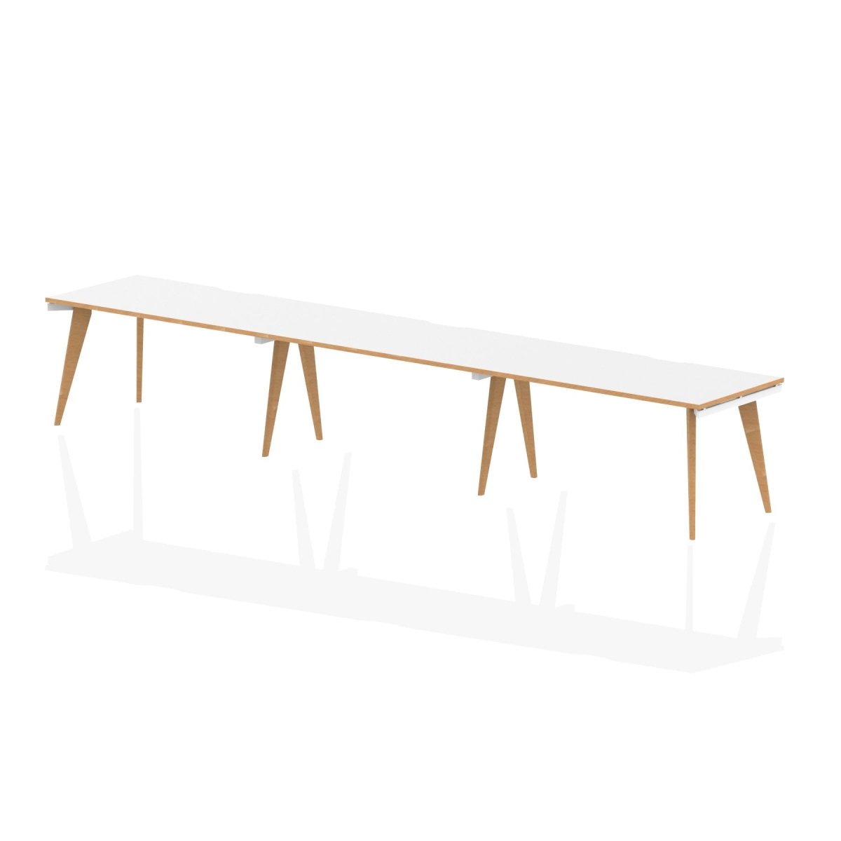 Office furniture oslo-single-row-desk Dynamic  White/Natural Wood 140 Wide 3 Person