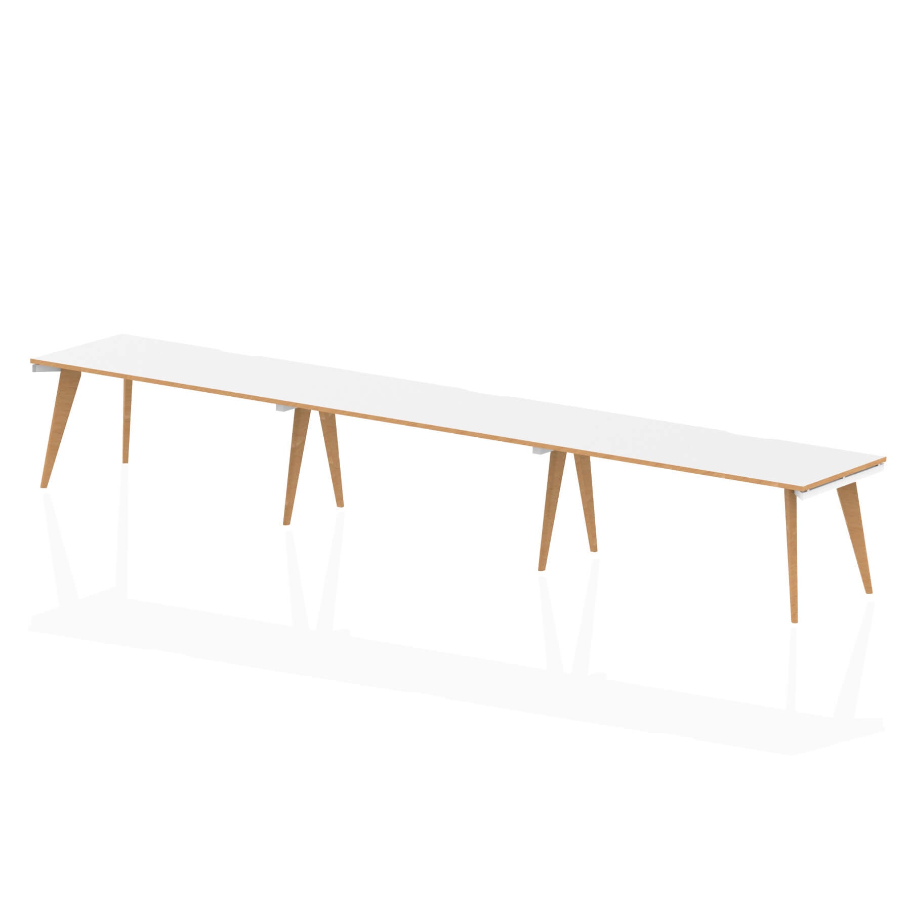 Office furniture oslo-single-row-desk Dynamic  White/Natural Wood 160 Wide 3 Person
