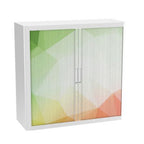 Colourful Office Tambour Storage Cupboard  Pastel Flamingo