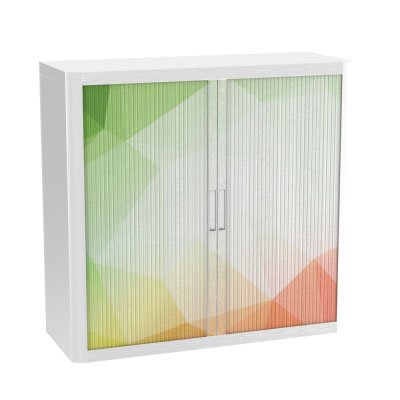 Colourful Office Tambour Storage Cupboard  Pastel Flamingo