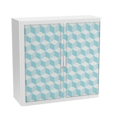Colourful Office Tambour Storage Cupboard  Pastel Lines