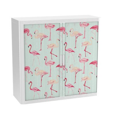 Colourful Office Tambour Storage Cupboard  Pastel Lines
