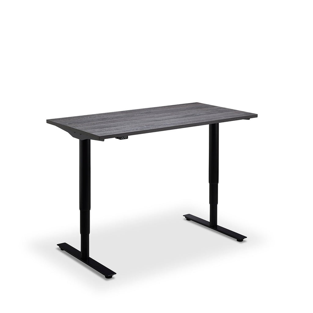 Height Adjustable Runda Sit Stand Lavoro Design Desk 160cm wide 80cm Deep  Grey leg White