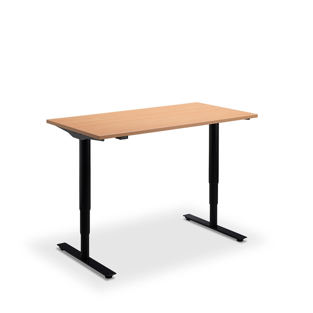 Height Adjustable Runda Sit Stand Lavoro Design Desk 140cm wide 70cm Deep  White Ply Edge leg Black