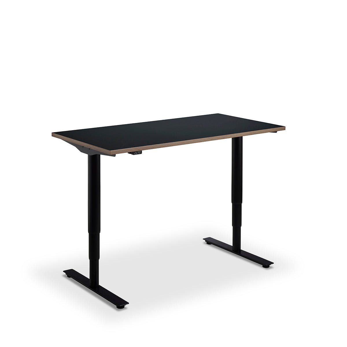 Height Adjustable Runda Sit Stand Lavoro Design Desk 140cm wide 80cm Deep  Ferro Bronze leg Black