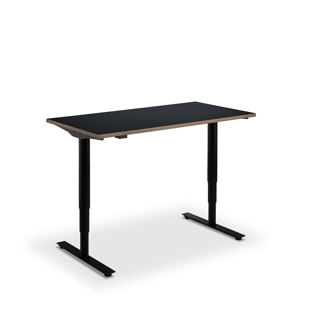 Height Adjustable Runda Sit Stand Lavoro Design Desk 160cm wide 80cm Deep  Ferro Bronze leg Black