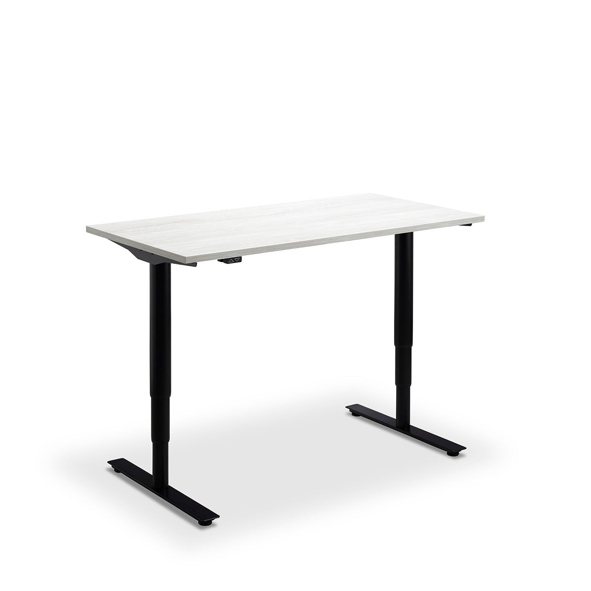 Height Adjustable Runda Sit Stand Lavoro Design Desk 140cm wide 70cm Deep  Black Ply Edge leg Black