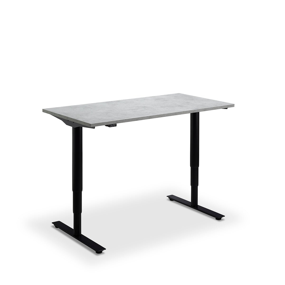 Height Adjustable Runda Sit Stand Lavoro Design Desk 140cm wide 80cm Deep  Black Ply Edge leg Black