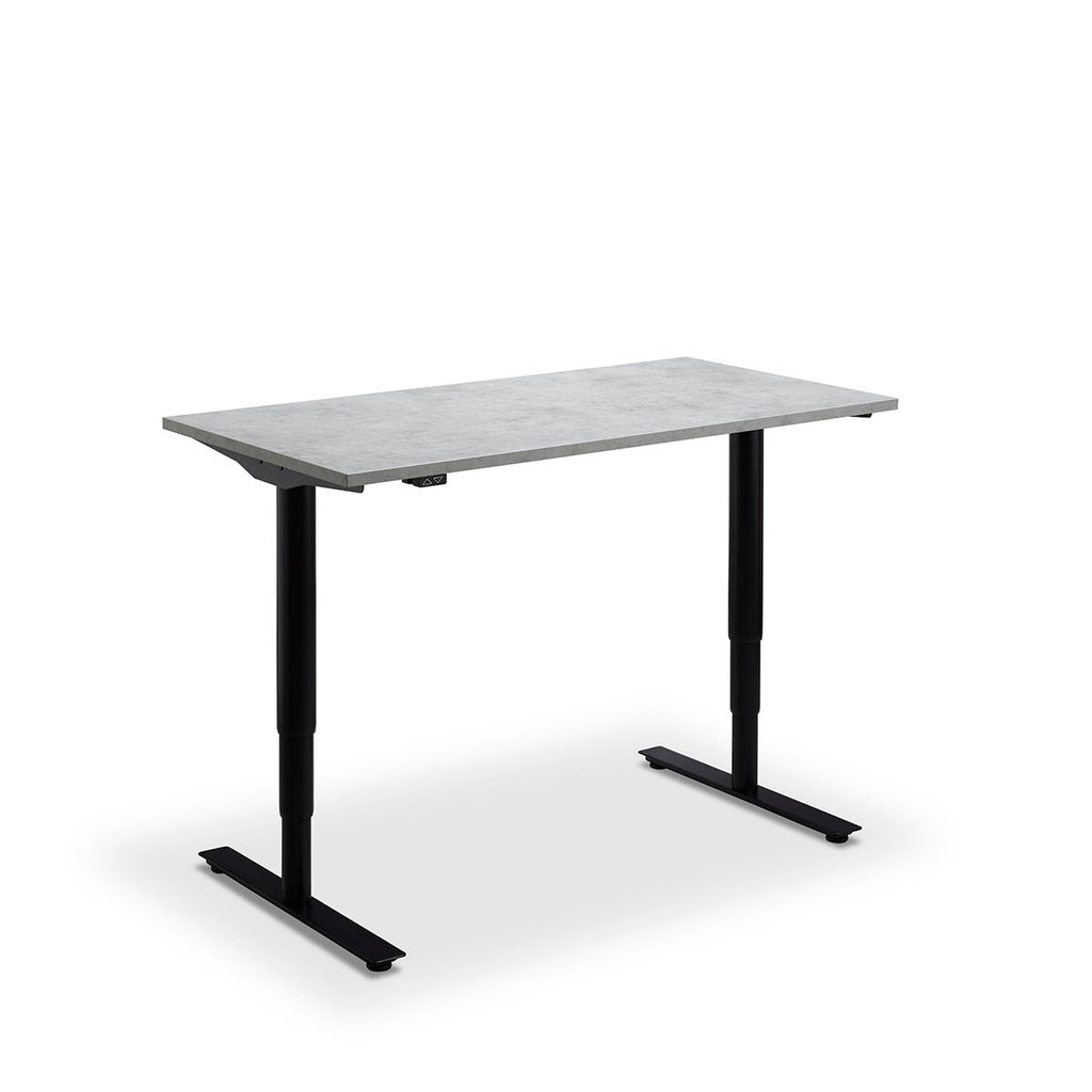 Height Adjustable Runda Sit Stand Lavoro Design Desk 160cm wide 80cm Deep  Black Ply Edge leg Black