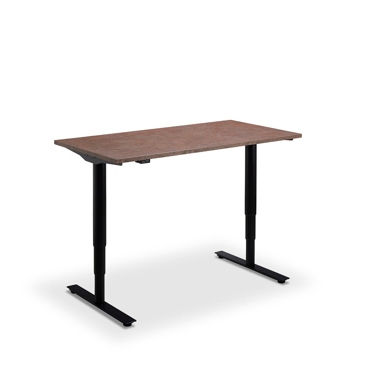 Height Adjustable Runda Sit Stand Lavoro Design Desk 120cm wide 70cm Deep  Ferro Bronze leg Black
