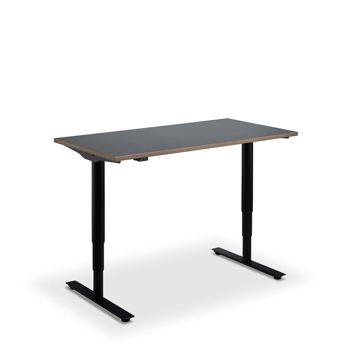 Height Adjustable Runda Sit Stand Lavoro Design Desk 140cm wide 70cm Deep  Concrete leg Black