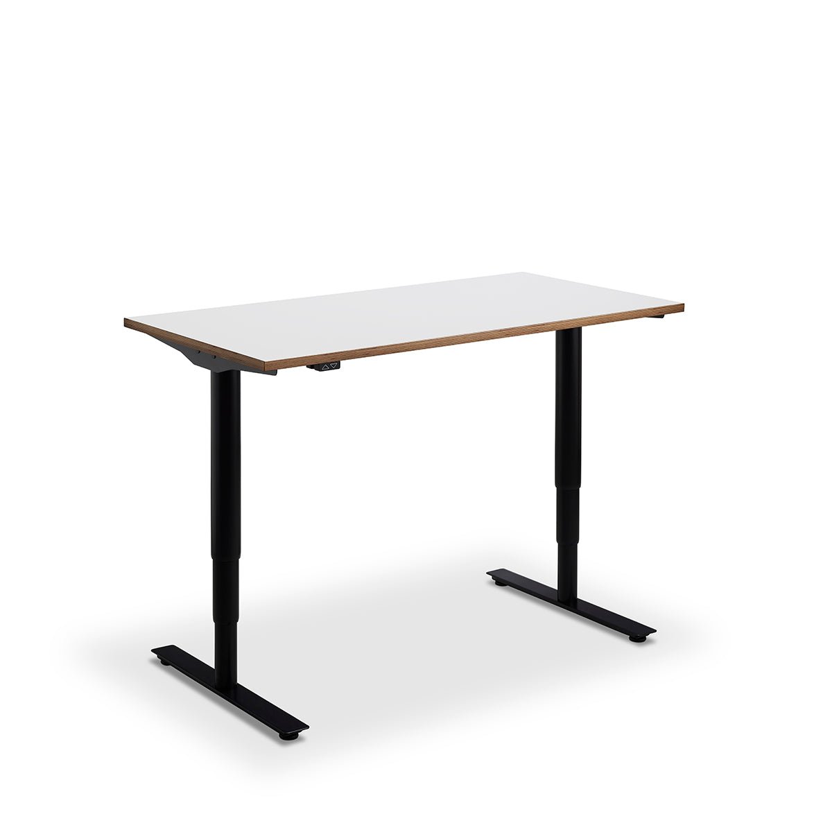 Height Adjustable Runda Sit Stand Lavoro Design Desk 120cm wide 70cm Deep Desk Colour Black leg Black