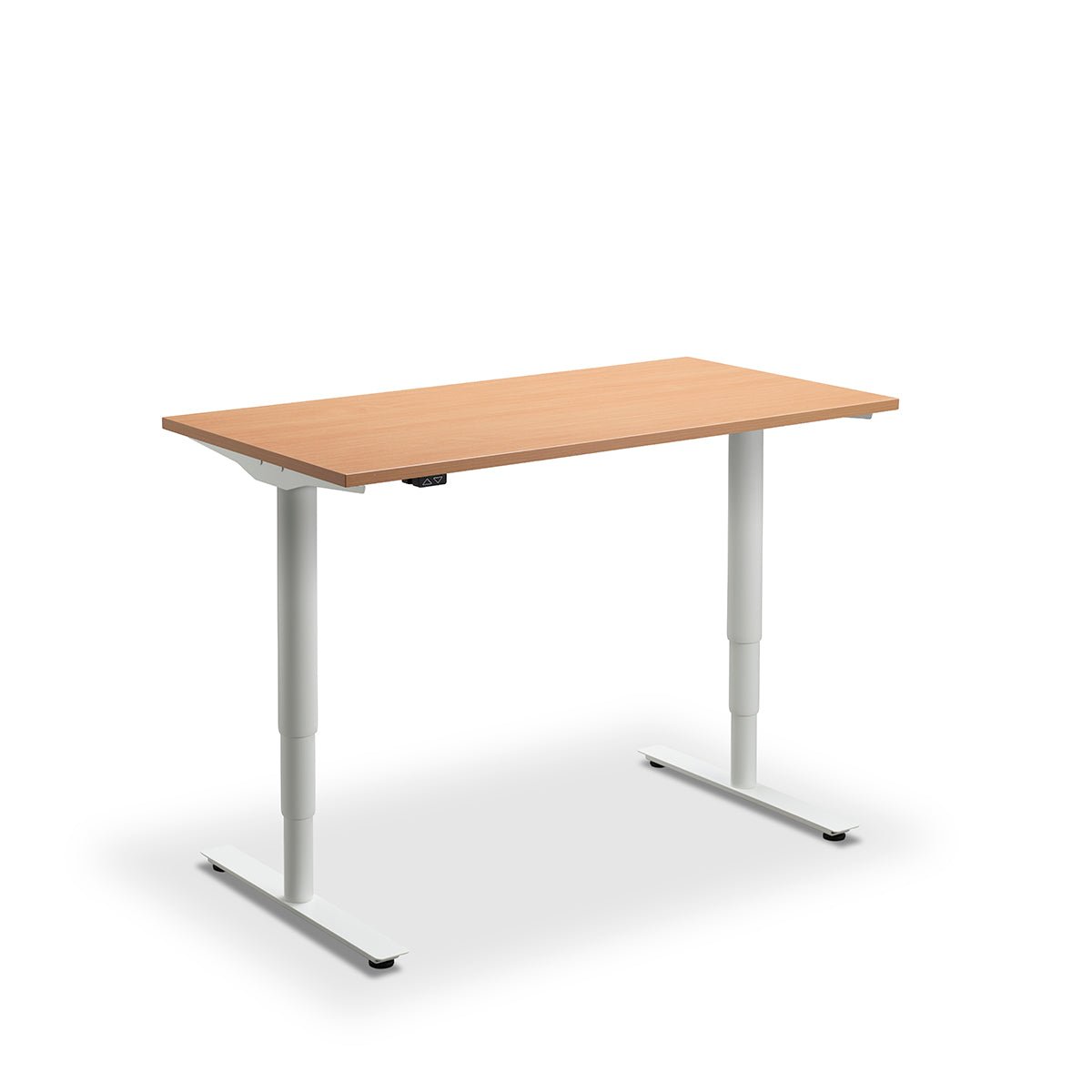 Height Adjustable Runda Sit Stand Lavoro Design Desk 140cm wide 80cm Deep  Grey Oak leg Black