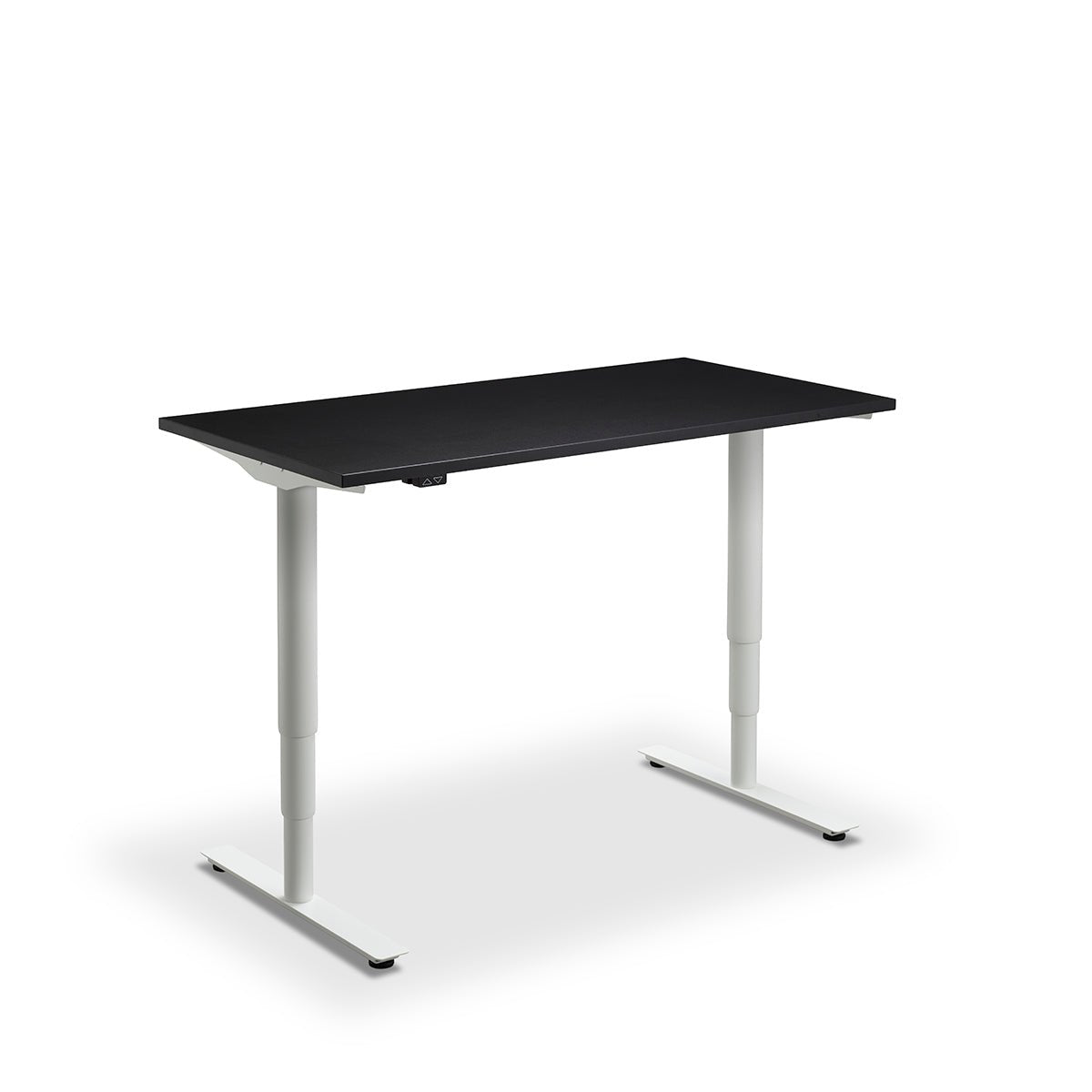 Height Adjustable Runda Sit Stand Lavoro Design Desk 140cm wide 70cm Deep  Cascina Pine leg Black
