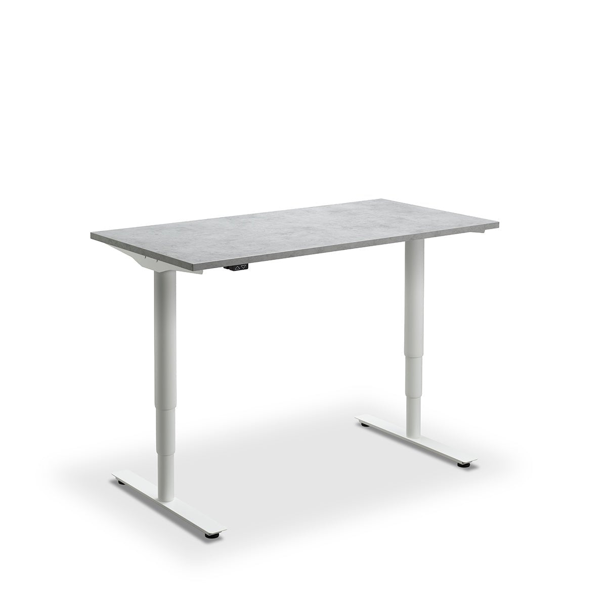 Height Adjustable Runda Sit Stand Lavoro Design Desk 140cm wide 80cm Deep  Dijon Walnut leg Black