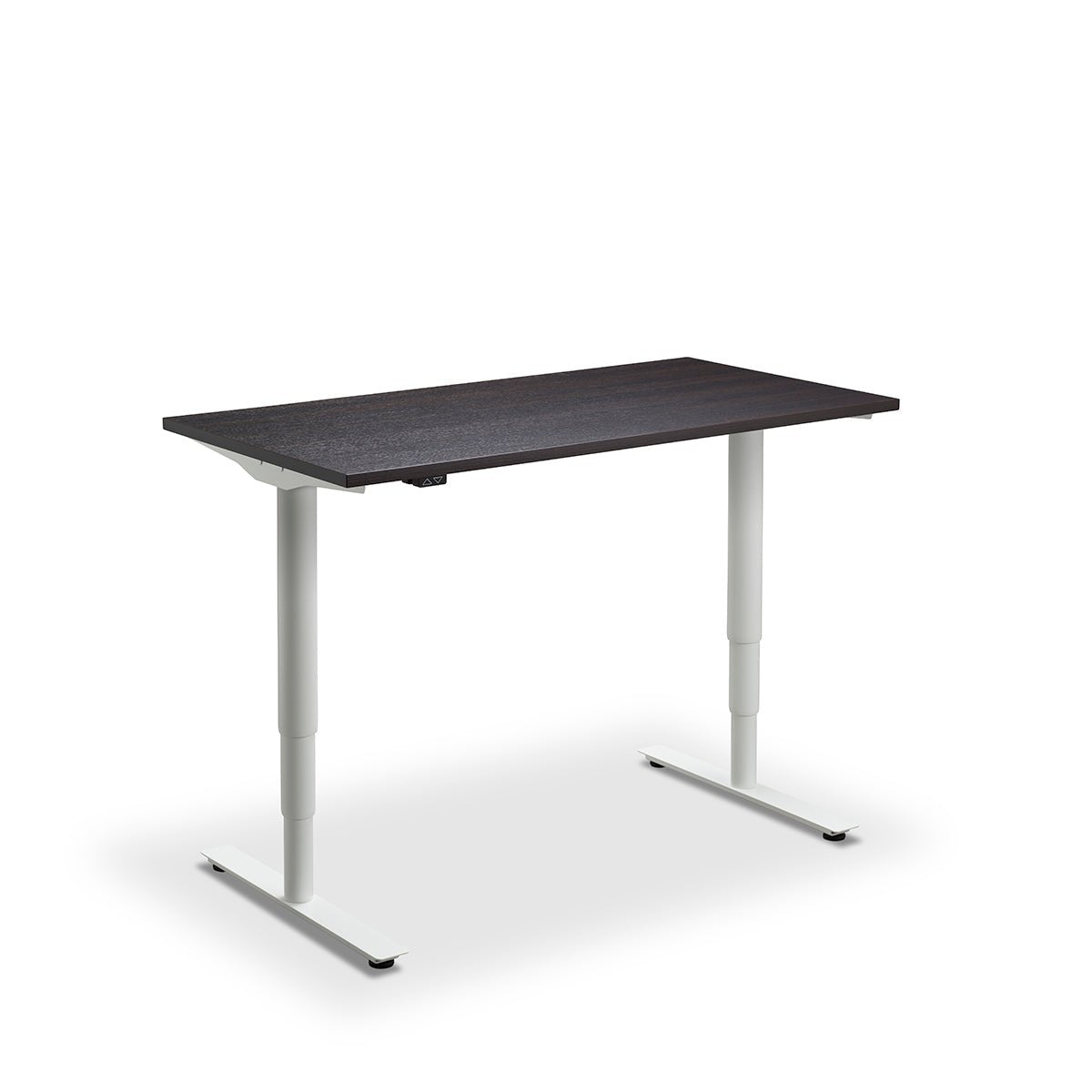 Height Adjustable Runda Sit Stand Lavoro Design Desk 140cm wide 70cm Deep  Oak leg Black