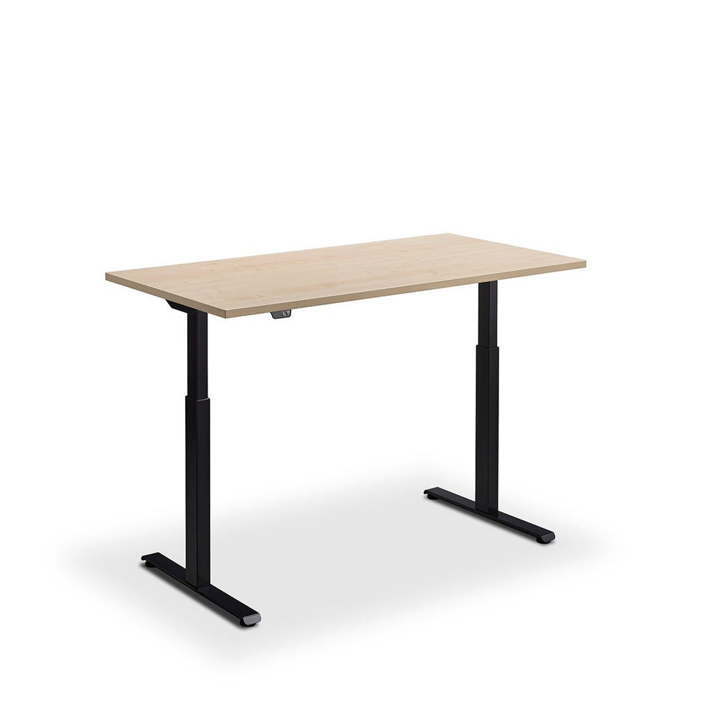 Height Adjustable Flyga Sit Stand Lavoro Design Desk 140cm wide 70cm Deep Desk Colour Black leg Black