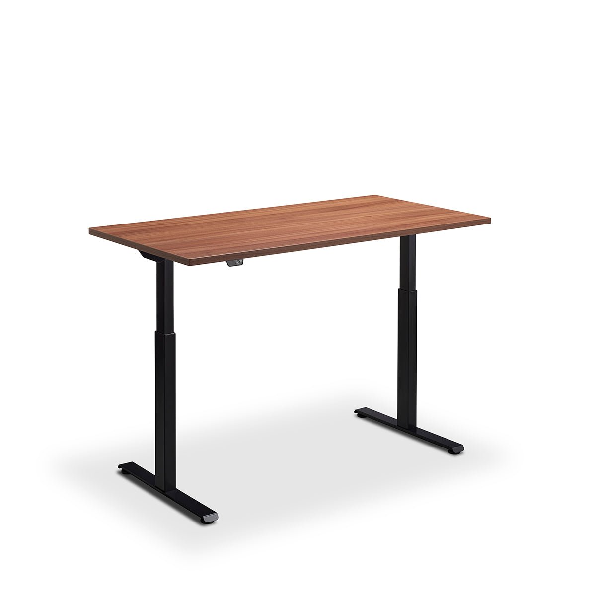 Height Adjustable Rusa Sit Stand Lavoro Design Desk 120cm wide 70cm Deep  Dijon Walnut leg Black