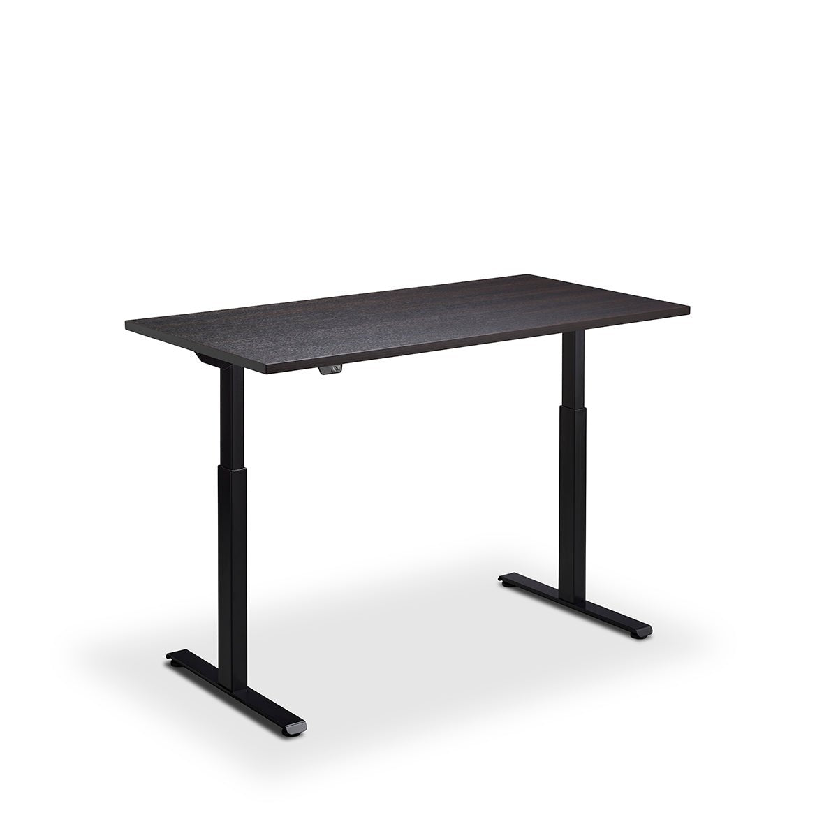 Height Adjustable Rusa Sit Stand Lavoro Design Desk 160cm wide 80cm Deep  Grey Oak leg Black