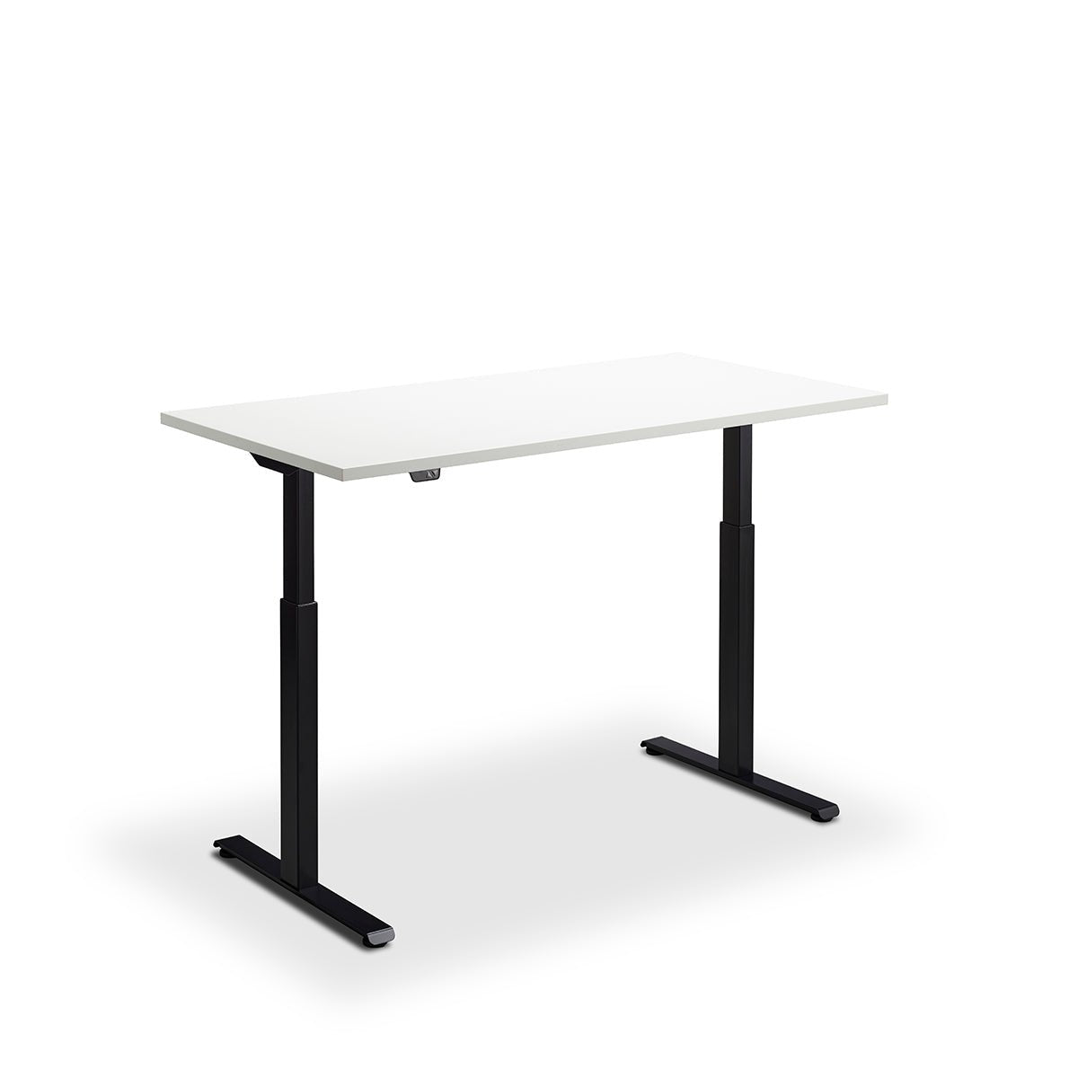 Height Adjustable Runda Sit Stand Lavoro Design Desk 140cm wide 70cm Deep  White leg Black