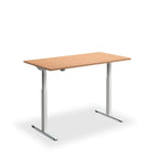 Height Adjustable Rusa Sit Stand Lavoro Design Desk 140cm wide 80cm Deep  White leg Anthracite Oak