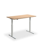 Height Adjustable Rusa Sit Stand Lavoro Design Desk 140cm wide 70cm Deep  White leg Timber