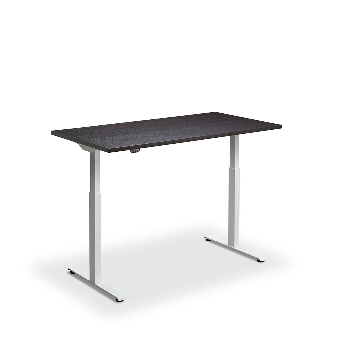 Height Adjustable Rusa Sit Stand Lavoro Design Desk 140cm wide 80cm Deep  White leg Grey Oak