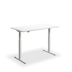 Height Adjustable Rusa Sit Stand Lavoro Design Desk 140cm wide 70cm Deep  White leg Grey Oak