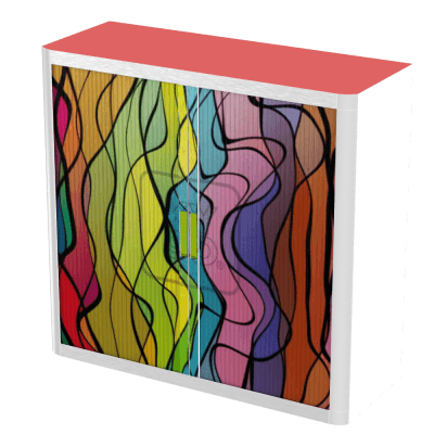 Office  Tambour Abstract Cupboard  100cm H with 2 shelves EOTAM1M-Abstract 7 Office Furniture and Home Remote Working