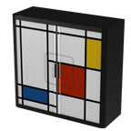 Office  Tambour Abstract Cupboard  100cm H with 2 shelves EOTAM1M-Abstract 4 Office Furniture and Home Remote Working