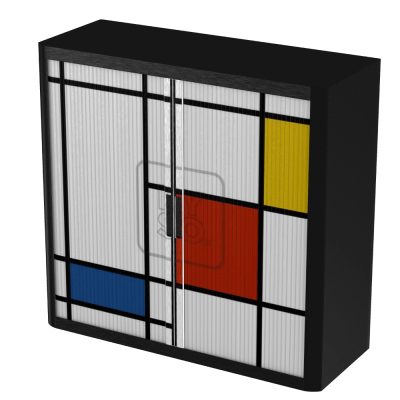 Office  Tambour Abstract Cupboard  100cm H with 2 shelves EOTAM1M-Abstract 4 Office Furniture and Home Remote Working